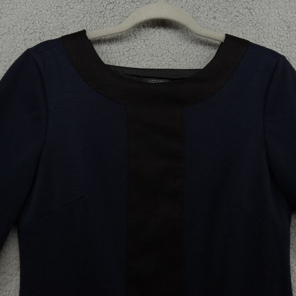 Tahari Dress Womens 4 Black Navy Color Block Tunic 3/4‎ Sleeve Basic Classicore - Picture 2 of 10